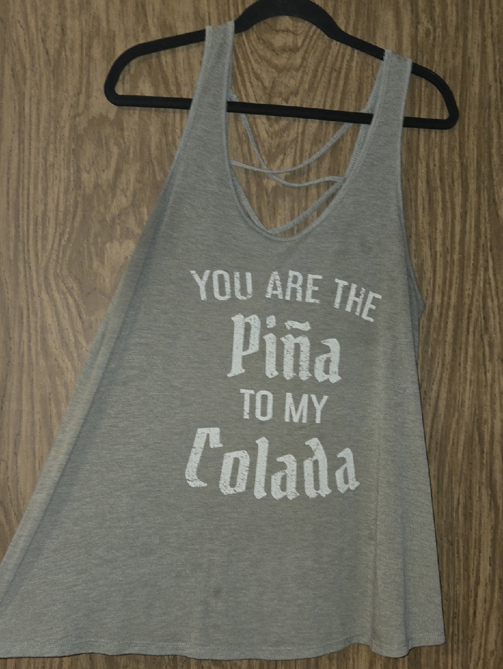 Zoe + Liv Gray Tank Top with White Graphic